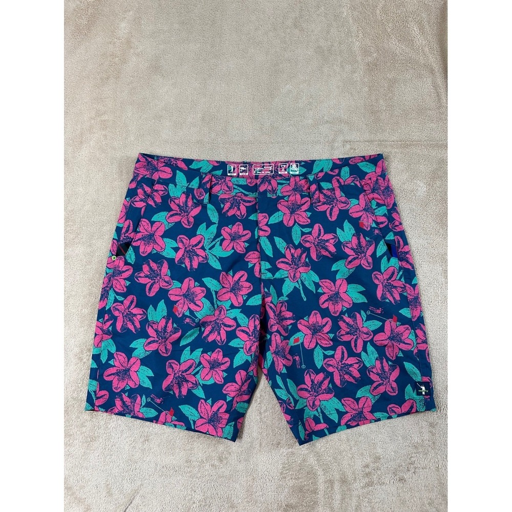 William Murray Golf Shorts Mens 38 Blue Pink Floral Azalea Golf Swim Hybrid good